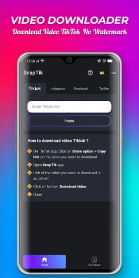 تحميل تطبيق سناب تيك snaptik الاصلي للاندرويد للتحميل من التيك توك بدون علامه مائيه 2023